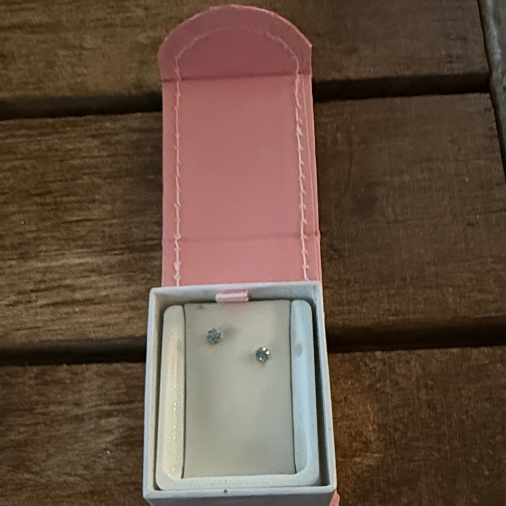 Baby Safety Earrings - 14k with Blue Zircon